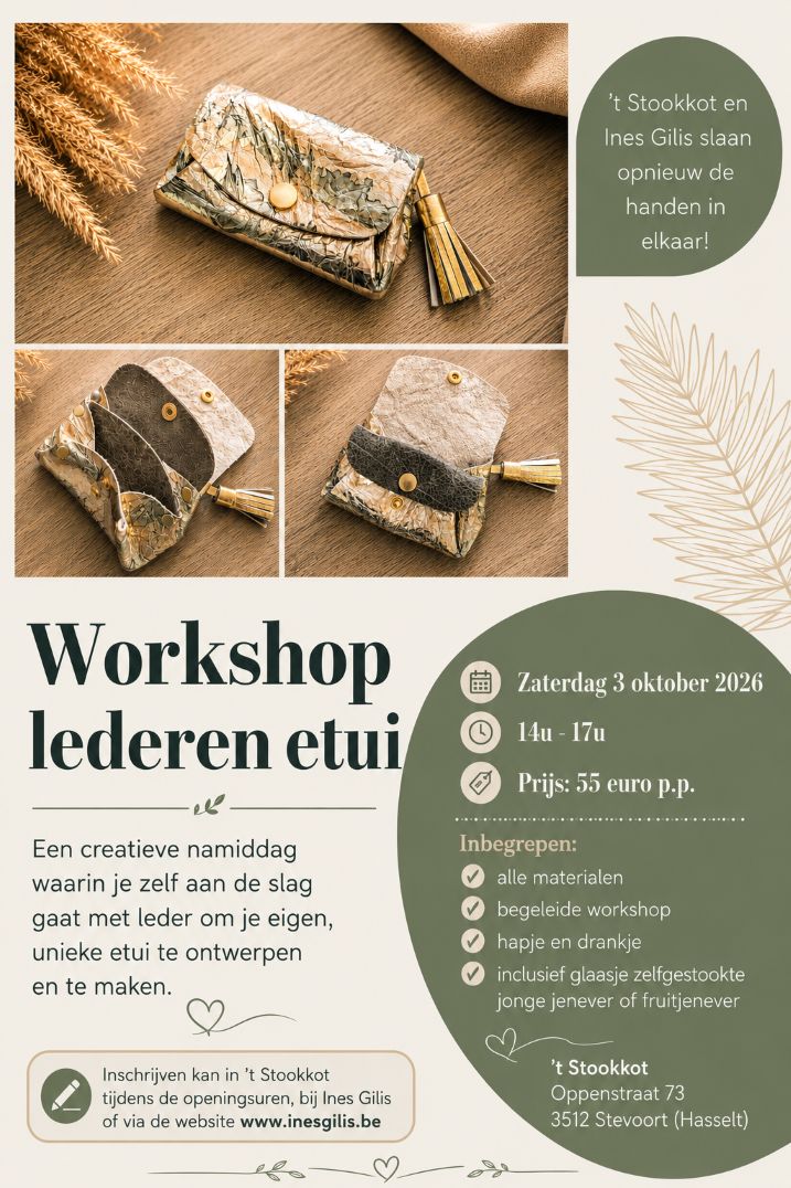 Workshop lederen etui - locatie Stookkot Stevoort - 03 okt 2026 - 14u