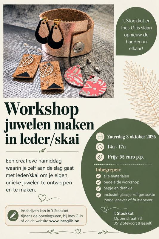 Workshop juwelen maken in leder/skai - locatie Stookkot Stevoort - 03 okt 2026 - 14u